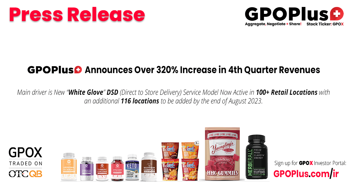 GPO Plus, Inc., Thursday, July 6, 2023, Press release picture